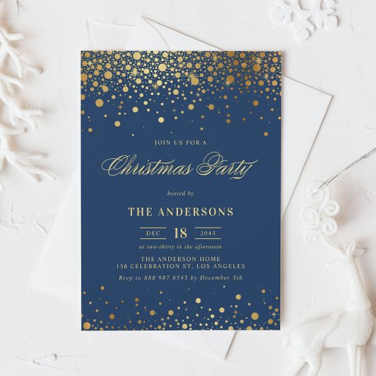 Faux Gold Foil Confetti kerst | Blauw Kaart