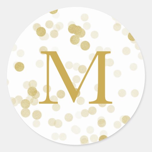 Faux Gold Foil Confetti Monogram Ronde Sticker (Voorkant)