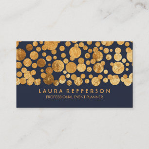 Faux Gold Foil Confetti Navy Visitekaartje
