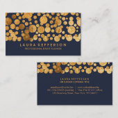 Faux Gold Foil Confetti Navy Visitekaartje (Voorkant / Achterkant)