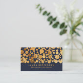 Faux Gold Foil Confetti Navy Visitekaartje (Staand voorkant)
