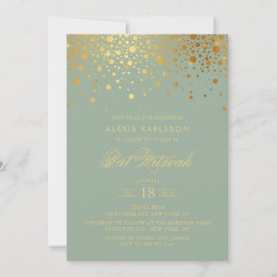 Faux Gold Foil Confetti Sage Groene vleermuis Mitz Kaart