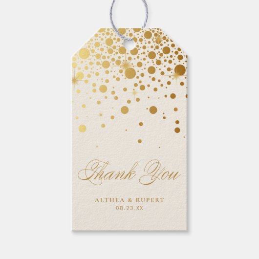 Faux Gold Foil Confetti Stip Hartelijk dank | Ivor Cadeaulabel (Voorkant)