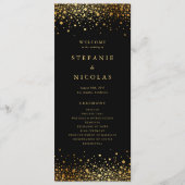 Faux Gold Foil Confetti Stippen Black Wedding Programma (Voorkant)