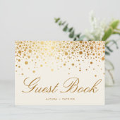 Faux Gold Foil Confetti Stippen | Ivory Guest Book (Staand voorkant)