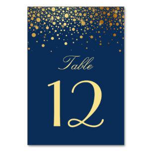 Faux Gold Foil Confetti Stippen Navy Blauw Kaart