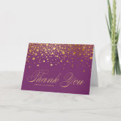Faux Gold Foil Confetti Stippen Paars Hartelijk da Bedankkaart (Voorkant)