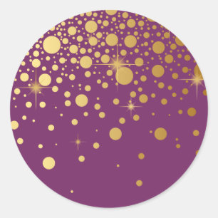 Faux Gold Foil Confetti Stippen Paarse Sticker