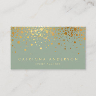 Faux Gold Foil Confetti Stippen Sage Groen Visitekaartje