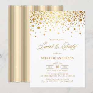 Faux Gold Foil Confetti Stippen Sweet 16 Party Kaart