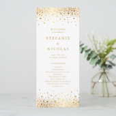 Faux Gold Foil Confetti Stippen Weddenschap Programma (Staand voorkant)