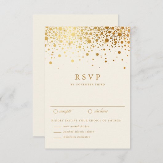 Faux Gold Foil Confetti Stippen Weddenschap RSVP | (Voorkant / Achterkant)