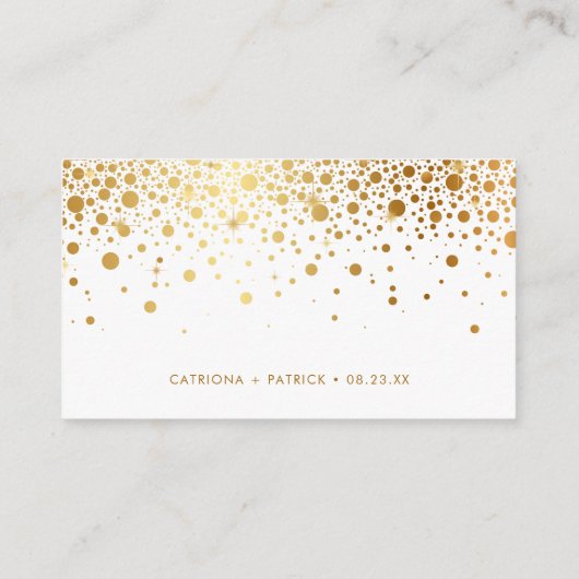 Faux Gold Foil Confetti Stippen Weddenschap Websit Informatiekaartje (Achterkant)