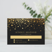 Faux Gold Foil Confetti Stippen Wedding RSVP Kaart (Staand voorkant)
