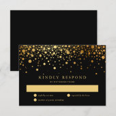 Faux Gold Foil Confetti Stippen Wedding RSVP Kaart (Voorkant / Achterkant)
