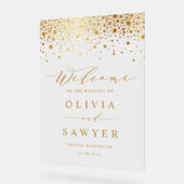 Faux Gold Foil Confetti Stippen White Weddenschap  Acryl Bord (Hoek)