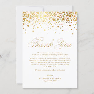 Faux Gold Foil Confetti Stippen White Wedding Bedankkaart