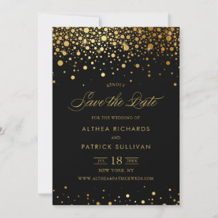 Faux Gold Foil Confetti Stippen   Zwart sparen de  Save The Date