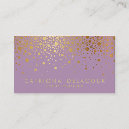 Faux Gold Foil Confetti Visitekaartje | LILA (Voorkant)