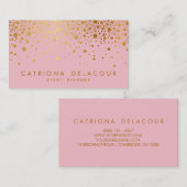 Faux Gold Foil Confetti Visitekaartje | Roze (Voorkant / Achterkant)