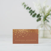 Faux Gold Foil Confetti Visitekaartje | terracotta (Staand voorkant)
