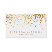Faux Gold Foil Confetti Visitekaartje | wit