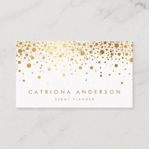 Faux Gold Foil Confetti Visitekaartje   wit