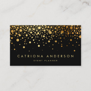 Faux Gold Foil Confetti Visitekaartje   Zwart