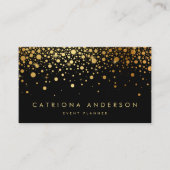Faux Gold Foil Confetti Visitekaartje | Zwart (Voorkant)