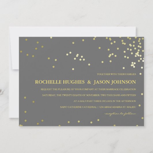 Faux Gold Foil Confetti Wedding Announding Kaart (Voorkant)