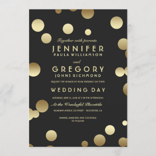 Faux Gold Foil Confetti Wedding Invitations