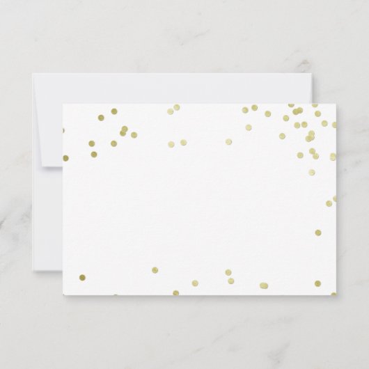 Faux Gold Foil Confetti Wedding RSVP avec nombre (Dos)