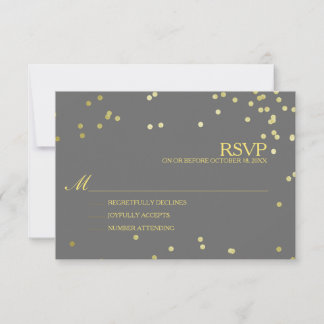 Faux Gold Foil Confetti Wedding RSVP Kaartje