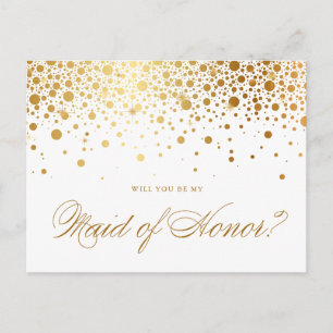 Faux Gold Foil Confetti   Wees mijn dienstmeisje v Uitnodiging Briefkaart