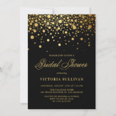 Faux Gold Foil Confetti Zwart Vrijgezellenfeest Kaart (Voorkant)