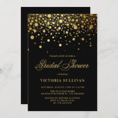 Faux Gold Foil Confetti Zwart Vrijgezellenfeest Kaart (Voorkant / Achterkant)