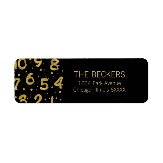 Faux Gold Foil Countdown New Year's Address Label (Voorkant)