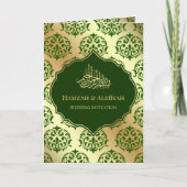 Faux Gold Foil Dark Green Damask Muslim Weduwen (Voorkant)