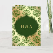 Faux Gold Foil Dark Green Damask Muslim Weduwen (Achterkant)