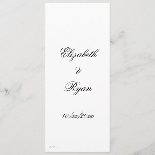 Faux Gold Foil, Élégant, Menu Mariage (Dos)