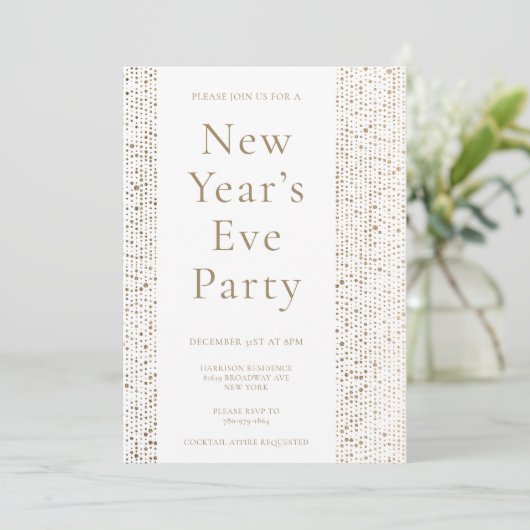 Faux Gold Foil Elegant New Years Eve Party Uitnodi Feestdagenkaart (Staand voorkant)