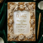 Faux Gold Foil Embossed Style Baroque Monogram Kaart