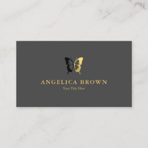 Faux Gold Foil en Black Butterfly Visitekaartje