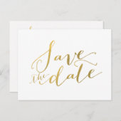 Faux Gold Foil Enregistrer la date Carte postale 2 (Devant / Derrière)