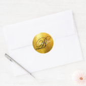 Faux Gold Foil Fancy bruiloft Monogram Dank je Ronde Sticker (Envelop)