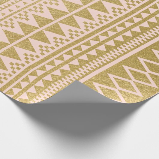 Faux Gold Foil Geometric Aztec Pattern Cadeaupapier (Hoek)