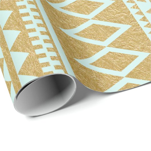 Faux Gold Foil Geometric Aztec Pattern Cadeaupapier (Rol Hoek)