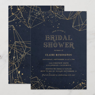 Faux Gold Foil Geometric Polygons Vrijgezellenfees Kaart