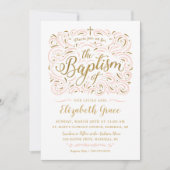 Faux Gold Foil Girl Baptisme Invitation Kaart (Voorkant)
