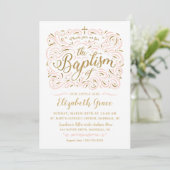 Faux Gold Foil Girl Baptisme Invitation Kaart (Staand voorkant)